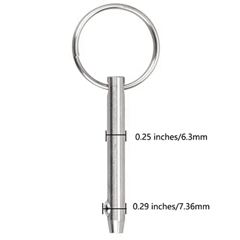 4 PCS Quick Release Pins Bimini Top Pins, Diameter 1/4in(6.3mm),Overall Length 2.56inch(65mm),Marine 316 Stainless Steel