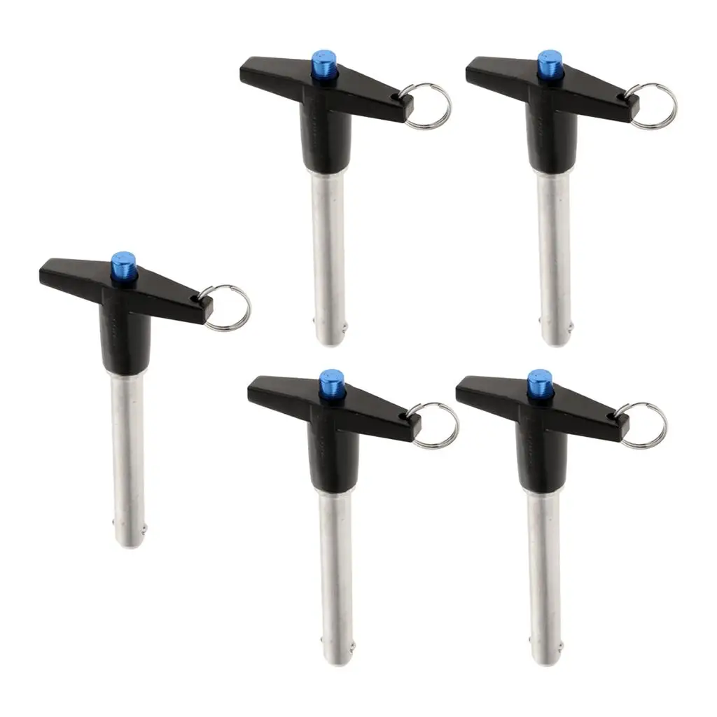 5x Stainless Steel Ball Lock Pins Quick Release Pins T Handle 6mm Dia. 25mm