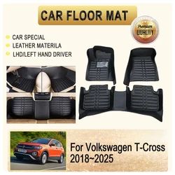 Car Floor Mats For Volkswagen VW T-Cross Taigun C11 LWB 2018~2025 Leather Pad Foot Carpet Left Hand Driver Rug Cover Accessories