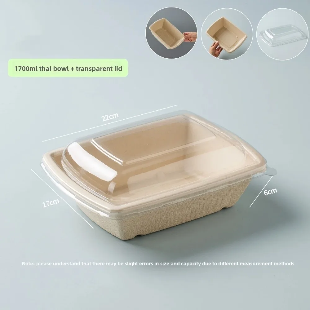 

50pcs Disposable Paper Plate Bowl with Lid Eco-Friendly Disposable Tableware Sustainable Leak Proof Disposable Lunch Box