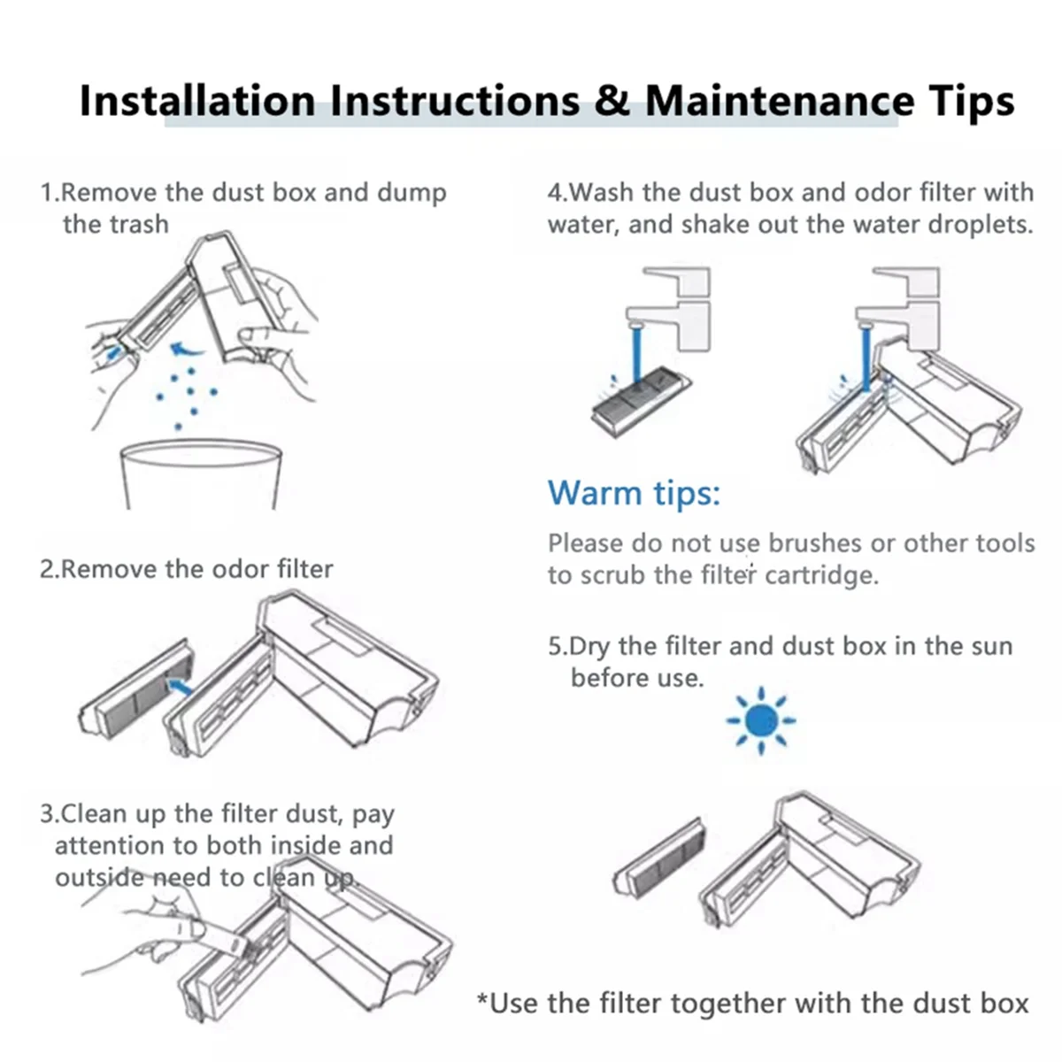 X5 PRO / X5 OMNI 진공 청소기 걸레 천 Hepa 필터 메인 사이드 브러시 교체 예비 부품 용 FZFZ 19PCS