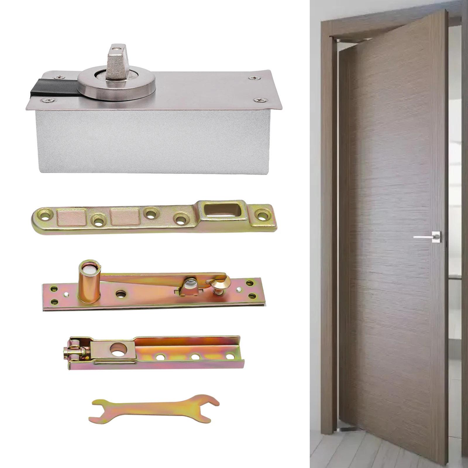 

Серебряная поворотная дверная система с сильной нагрузкой — фиксация из утолщенного материала и винта, плавное вращение без помех