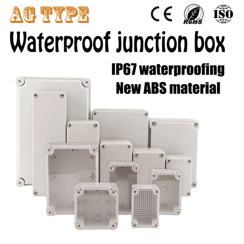 Outdoor waterproof junction box with IP67 rating for monitoring power distribution box, sealed with ABS plastic box