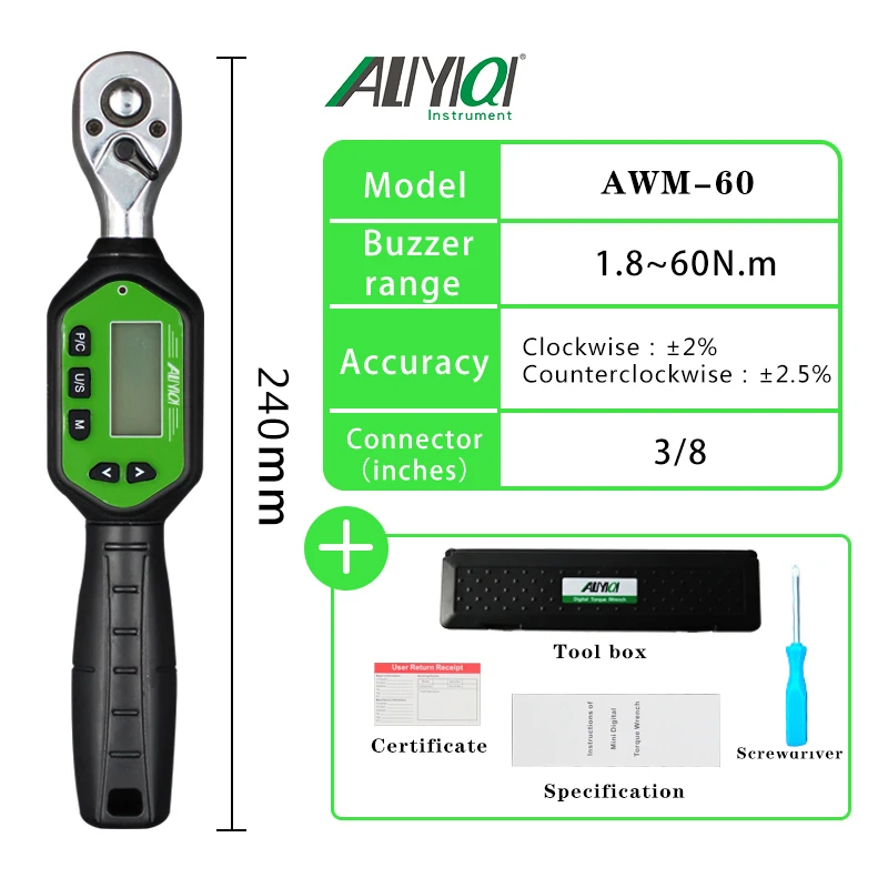 AWM-R Silicon Rubber Adjustable Preset MINI Digital Torque WrenchBicycle Car Repair Tool Spanner 1/4