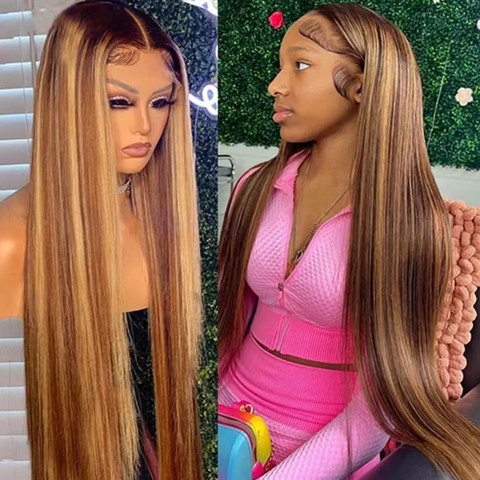 

Highlight Ombre Straight Human Hair Wigs 13x6 Hd Colored Lace Frontal Wig 40Inch 360 Full 100% Quality Lace Front Human Hair Wig