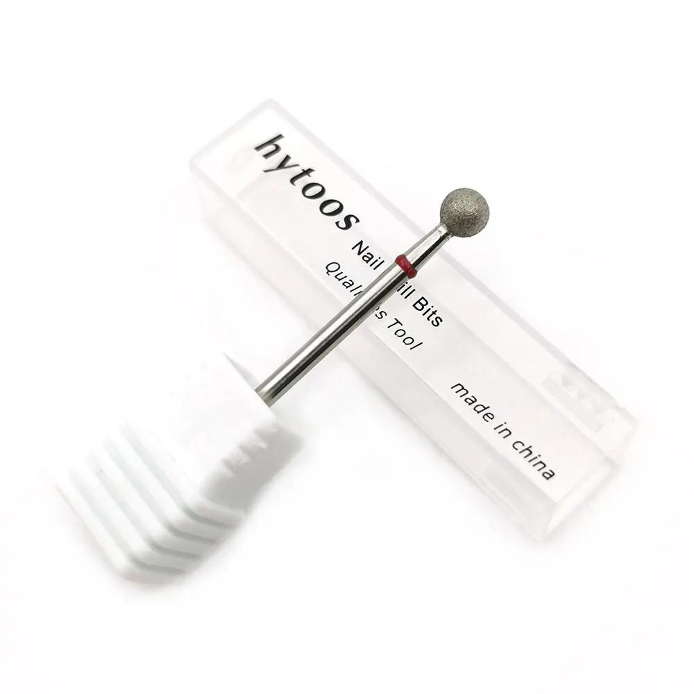 HYTOOS 5,0mm Brocas de clavos de bola de diamante fino Cutícula Burr Russian Mills taladro eléctrico para manicura