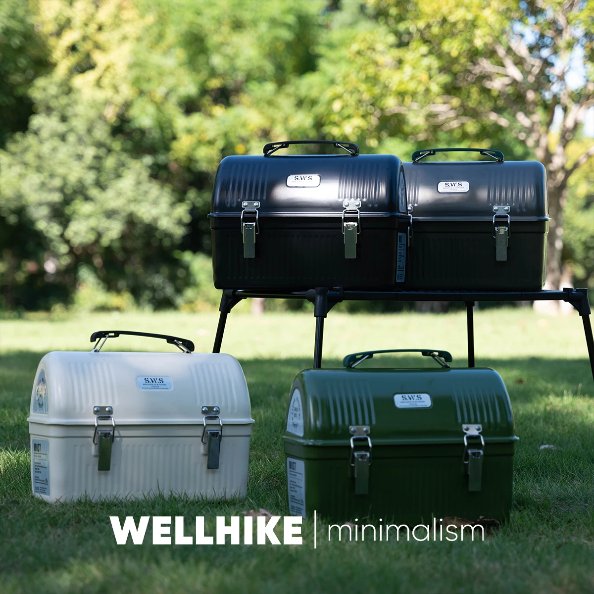 ランチボックス　ヴィンテージ WELLHIKE アウトドア SWS レトロ ランチボックス 7L 大容量 メタル製