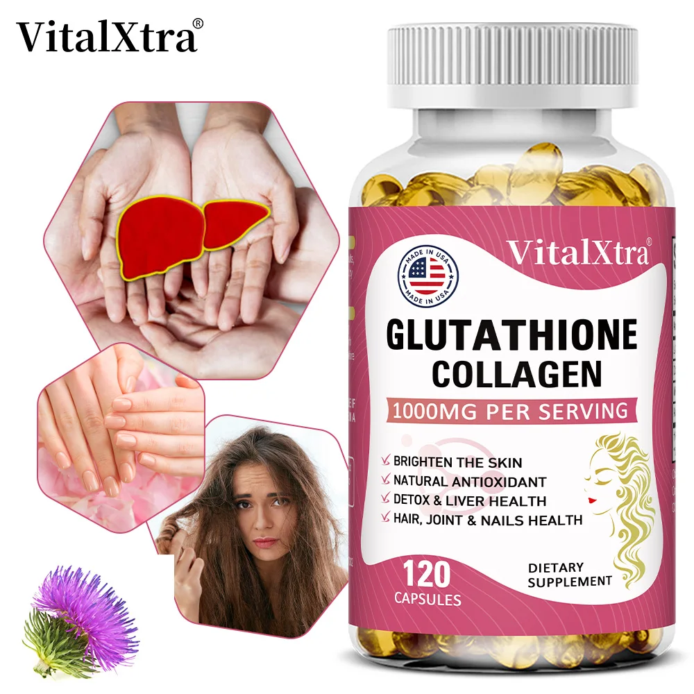 

Glutathione Collagen,1000mg Per Serving,Antioxidant,Supports Liver,Brain,Skin,and Heart Health,Promotes Hair and Joint Health