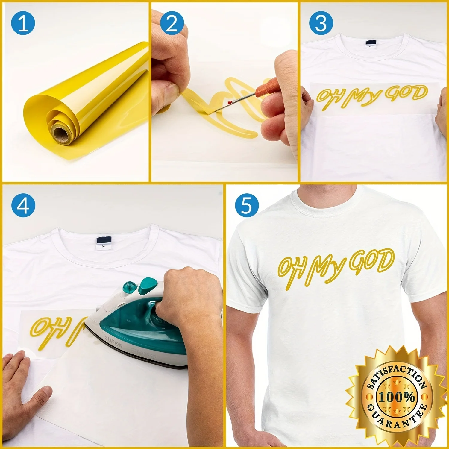 HTV Heat Transfer Vinyl 12Inch x 8Feet Rolls Iron on DIY for T-Shirt, Easy to Cut & Weed Glossy ( 8FT.PVC) view 4