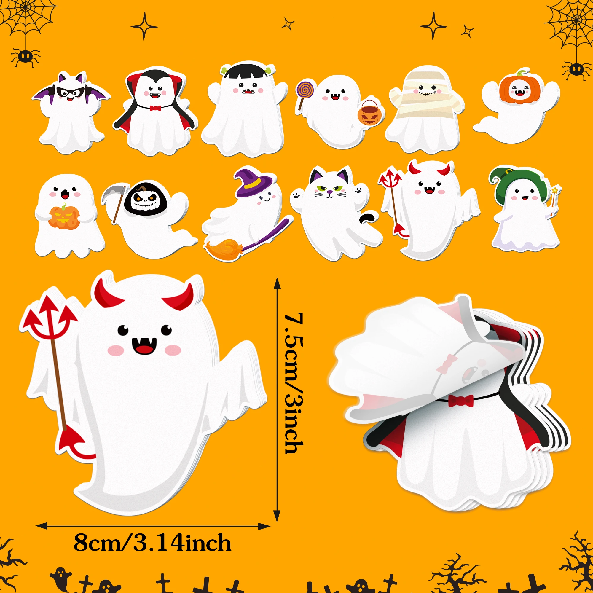 240Pages Halloween Theme Memo Pads Set Sticky Notes Stationery Label Notepad Self-Adhesive Refrigerator Memo Book Supplies