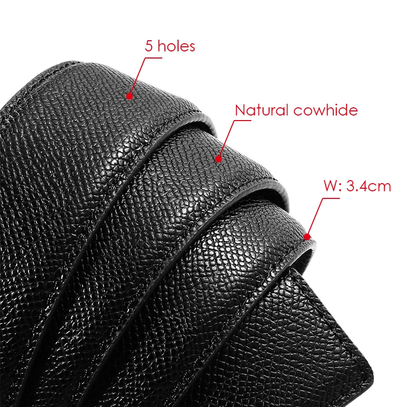 VATLTY Stylish 3.4cm Belt Strip for Men Natural Cowhide Thick Belt Without Buckle Trouser Belt Male Business Waistband