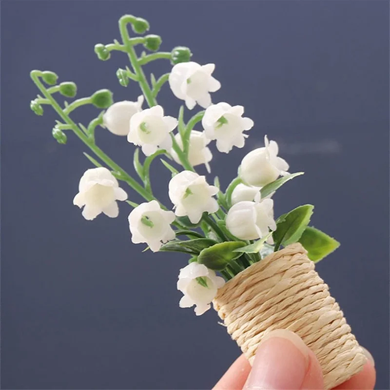 

1pc 1:12 Scale Dollhouse Miniature Plant Hyacinths Potted Plant Flower Bonsai Model, House Home Garden Living Scene Decoration