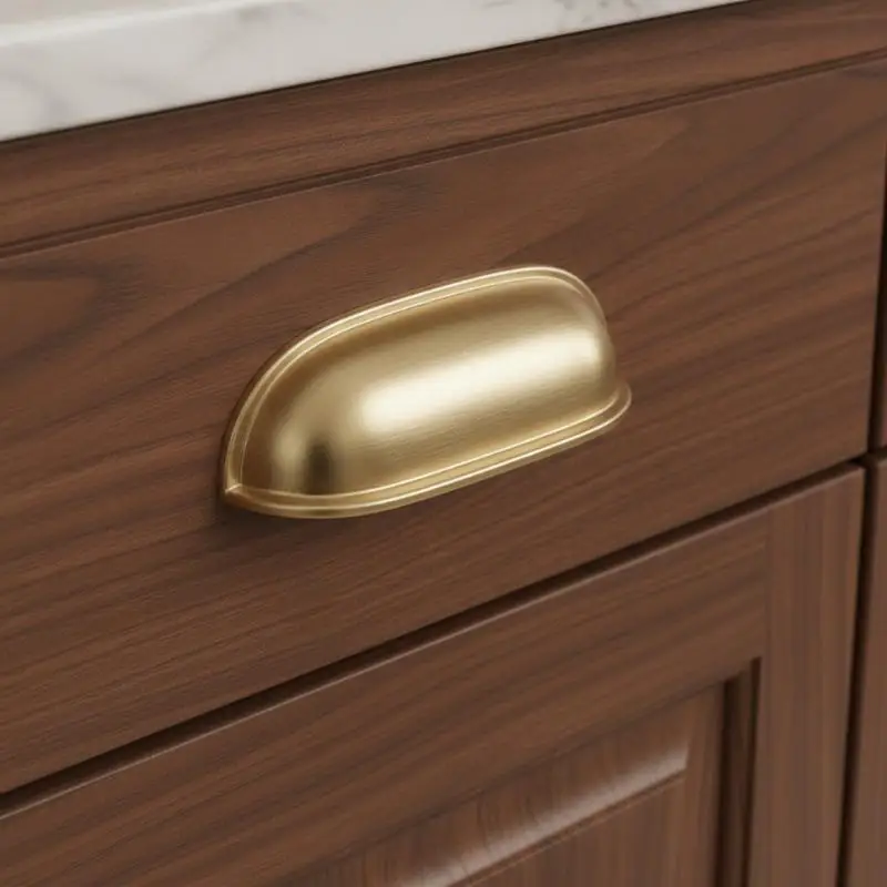 Shell Shaped Cabinet Door Handle Nickel Brushed French Wardrobe Pull for Living Room Furniture DIY Installation