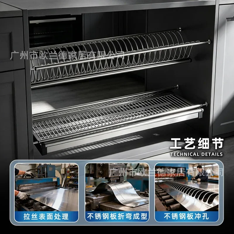 for premium kitchen cabinet organization featuring a robust built in double layer storage rack designed to maximize space