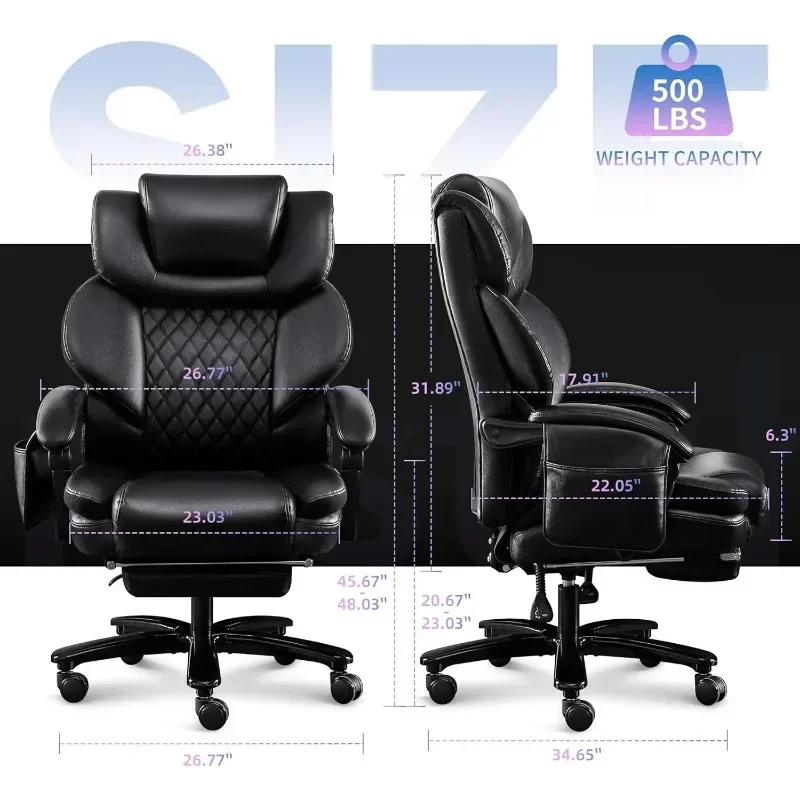 ขนาดใหญ่และสูง Office เก้าอี้ 500lbs 3D Rolling นวด Lumbar Cushion Executive Office เก้าอี้สูงกลับ Reclining Office เก้าอี้