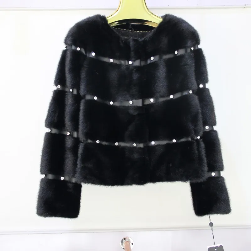 Whole Mink  Real Fur O-neck  Young Women Coat  Autumn Winter Short  Popular Slim  Hot Sale Real Mink Fur jacket