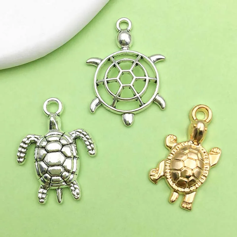 15pcs Alloy Metal Sea Turtle Tortoise Charms Pendants for DIY Bracelet Necklace Jewelry Making