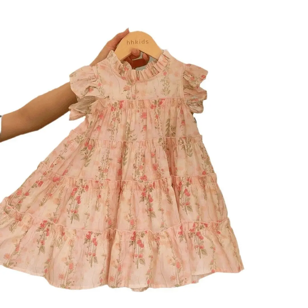 Girls' Western Style Floral Dress Summer New Item Children's Korean Version Vacation Style Princess Dress