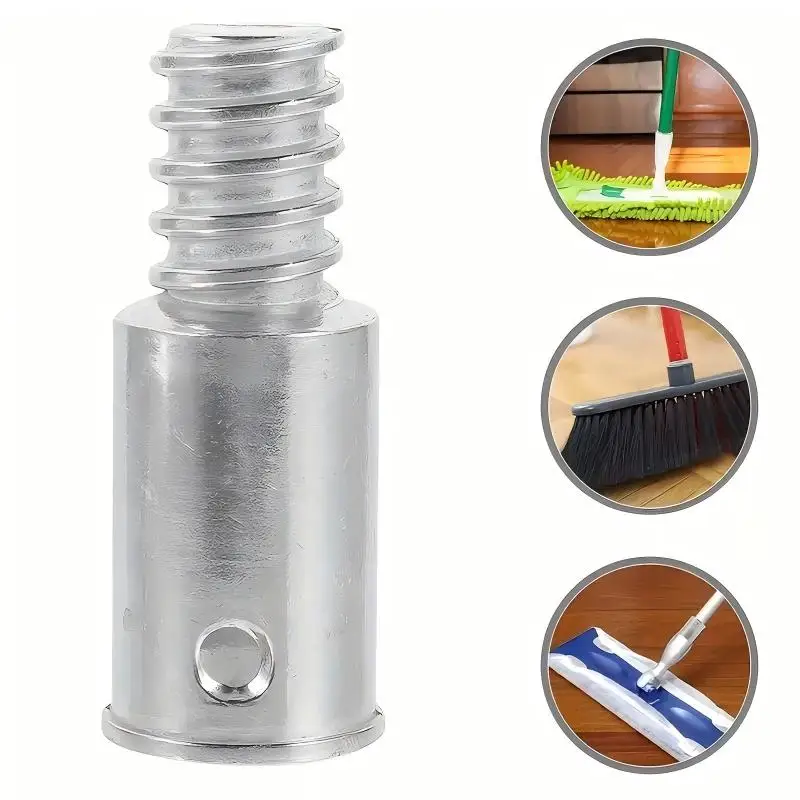 Heavy Duty Broom Handle Extender, Threaded Rod Connector with Screw-In Extension Head, Compatible with Mops and Brooms