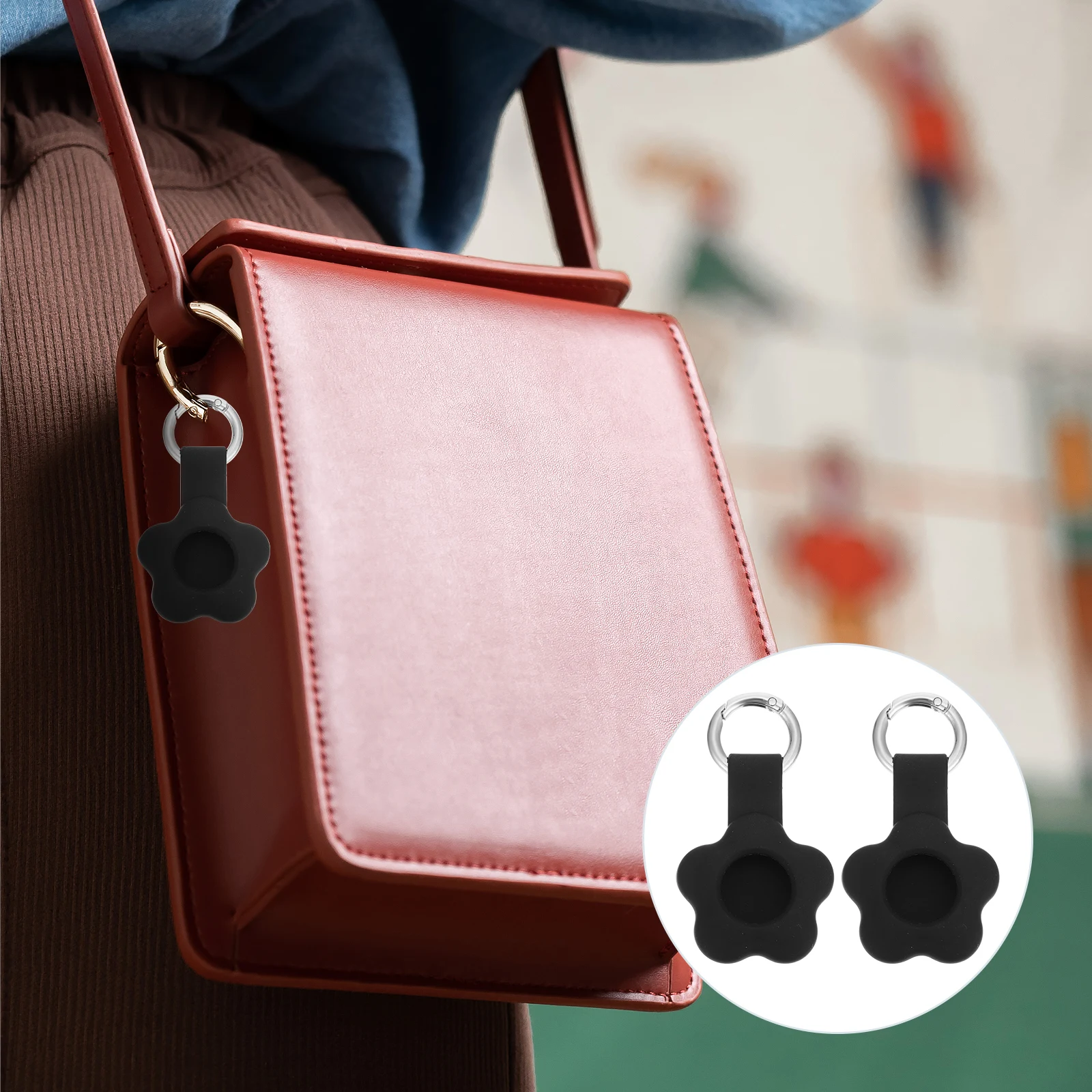 

2pcs Silicone Protective Case Cover With Keychain Ring For Tracker Key Ring Compatible Smart Accessory Keychain