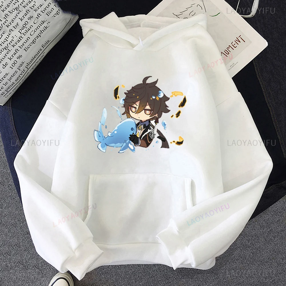 

Genshin Impact Women Clothes Hot Game Zhong Li Print Kawaii Hoodie Anime Aesthetic Sweatshirts Wram Harajuku Cartoon Gift Tops