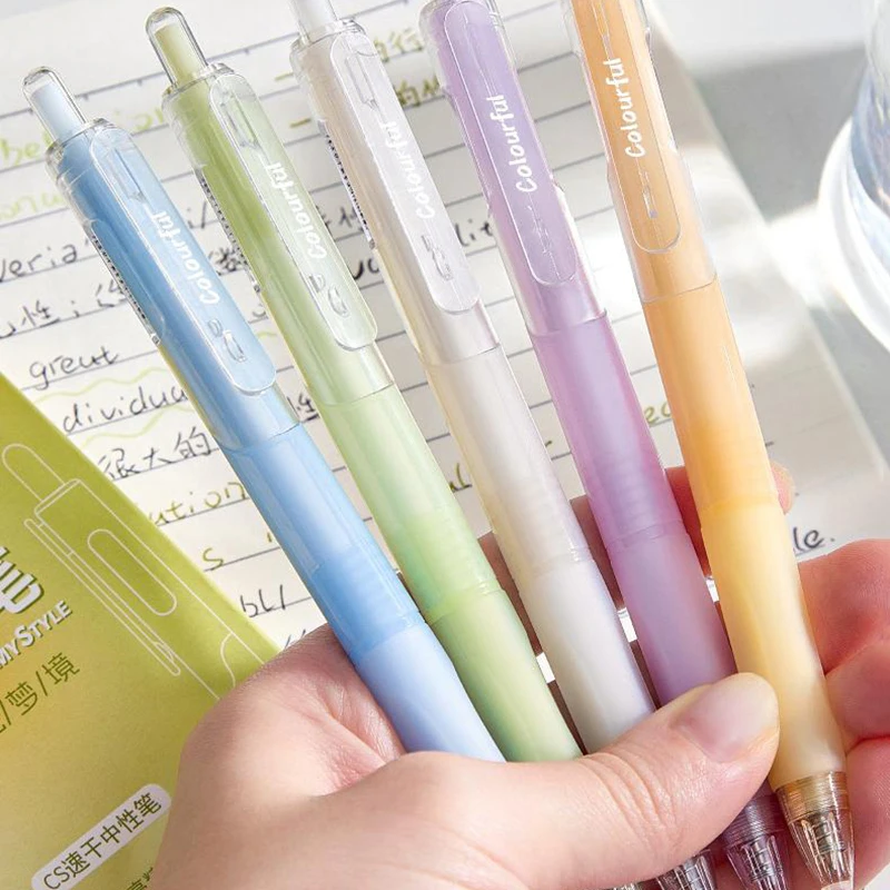 5 ชิ้น Simple Quick Drying กด Neutral ปากกาการเขียนปากกาเรียบแฟชั่นปากกาเจลอุปกรณ์สํานักงานเครื่องเขียนนักเรียนของขวัญ