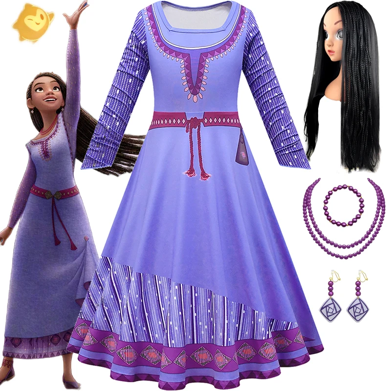 

Disney Wish Asha Dress Girls Asha Princess Cosplay Costumes 2023 Disney Centenary Movie Asha Costume Christmas Party Clothings