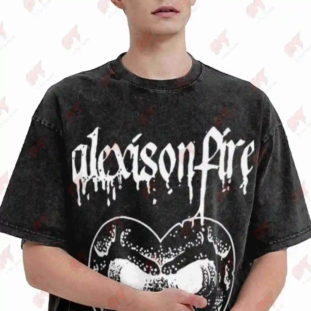 Alexisonfire Alexis On Fire Racing Logo Vintage Washed Tee Pure Cotton T-Shirt