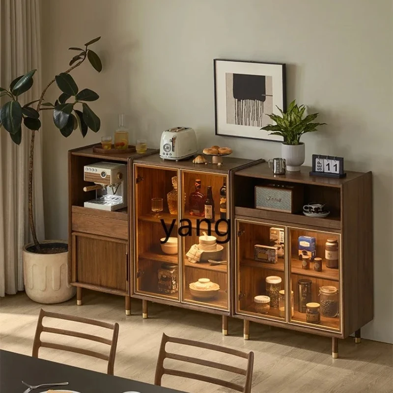 

CX Solid Wood Wine Cabinet Household Light Luxury Black Walnut Storage Organizer Display Cabinet Guest Restaurant
