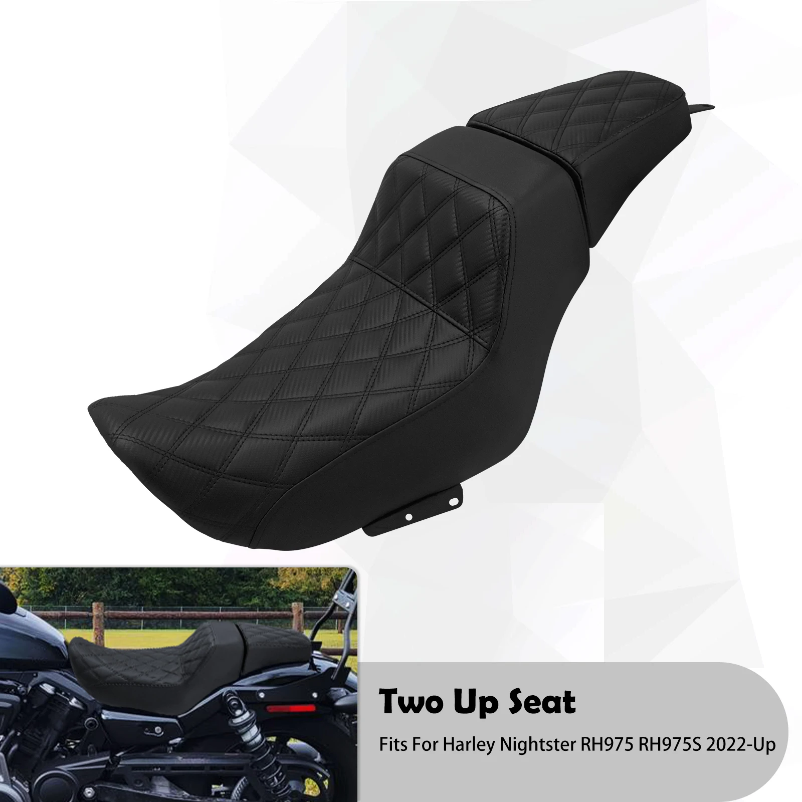 Motorrad-Doppelsitzkissen für Fahrer und Beifahrer für Harley Nightster RH975 Special RH975S 2022-UP, Doppelsitze vorne und hinten