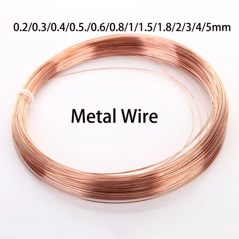 1/5/10 Meter Diameter 0.2/0.3/0.4/0.5./0.6/0.8/1/1.5/2/3/4/5mm Jewelry Making Brass Wire Red Copper Soft Metal Wire Conductive