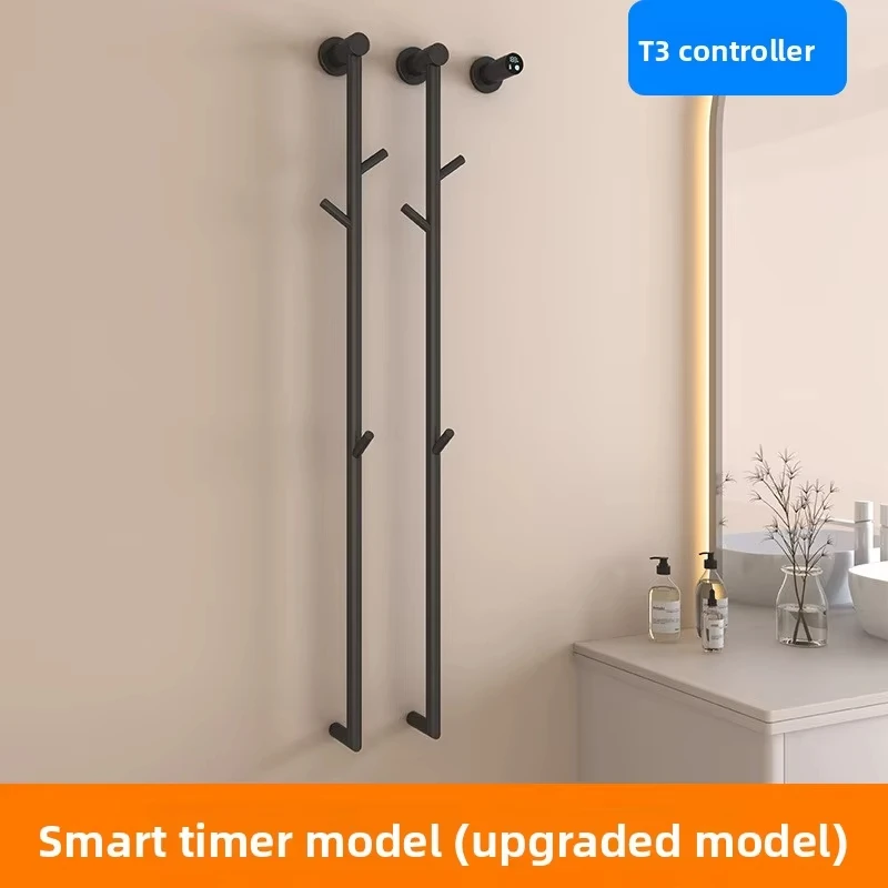 90CM Electric Heated Bathroom Towel Rail Fast Drying 304 Stainless Steel Concealed Installation with Built-in Timer for Kitchen