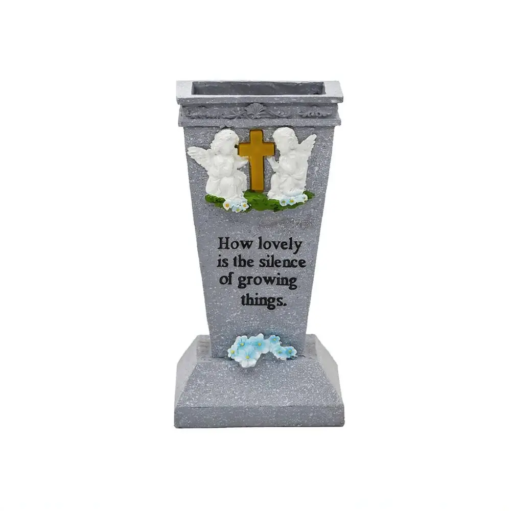 Cemetery Cross Vase Solar LED Lamp Outdoor Grave Flower Holder Memorial Ornament Garden Decoration Solar Powered Light
