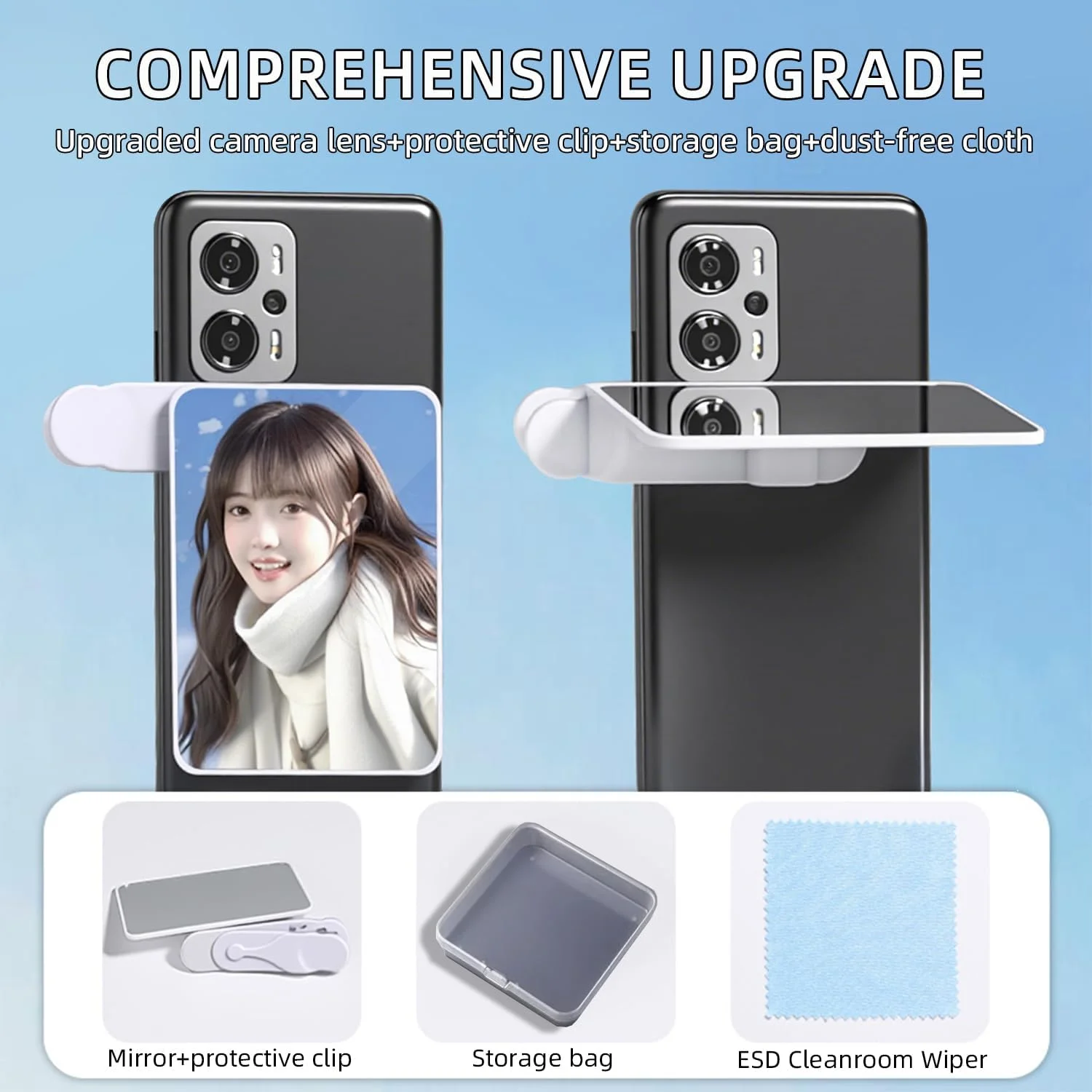 Kutou зеркало для камеры смартфона, комплект зажимов для отражения, зеркало для съемки камеры телефона, регулируемое зеркало высокого разрешения