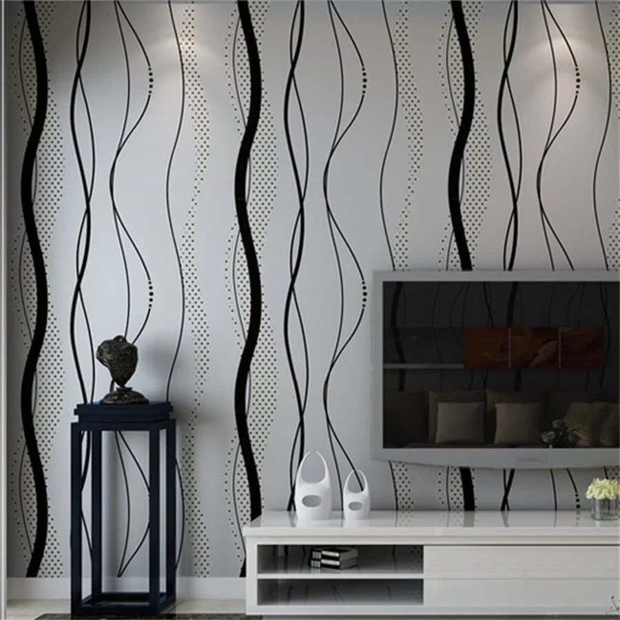 Wallpaper room Sofa Gray Black Stripes Wall Paper 3D Design Modern Home Decor TV Background Geometric Striped Wallpaper Roll