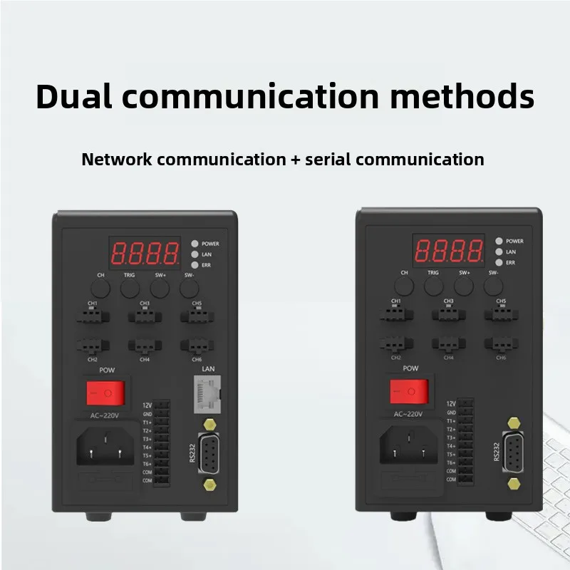24V Machine Vision Light Controller, 2-Channel, 65W, Intelligent Detection, Ethernet & Serial Communication