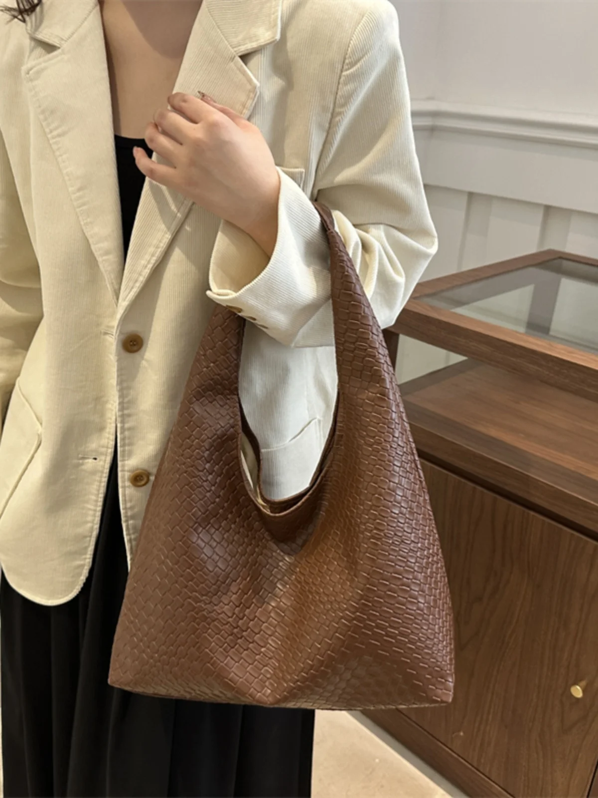 Bolso informal para mujer, bolso de mano de gran capacidad 2025, bolsos con patrón tejido para mujer, bolsos cruzados femeninos, bolso de hombro