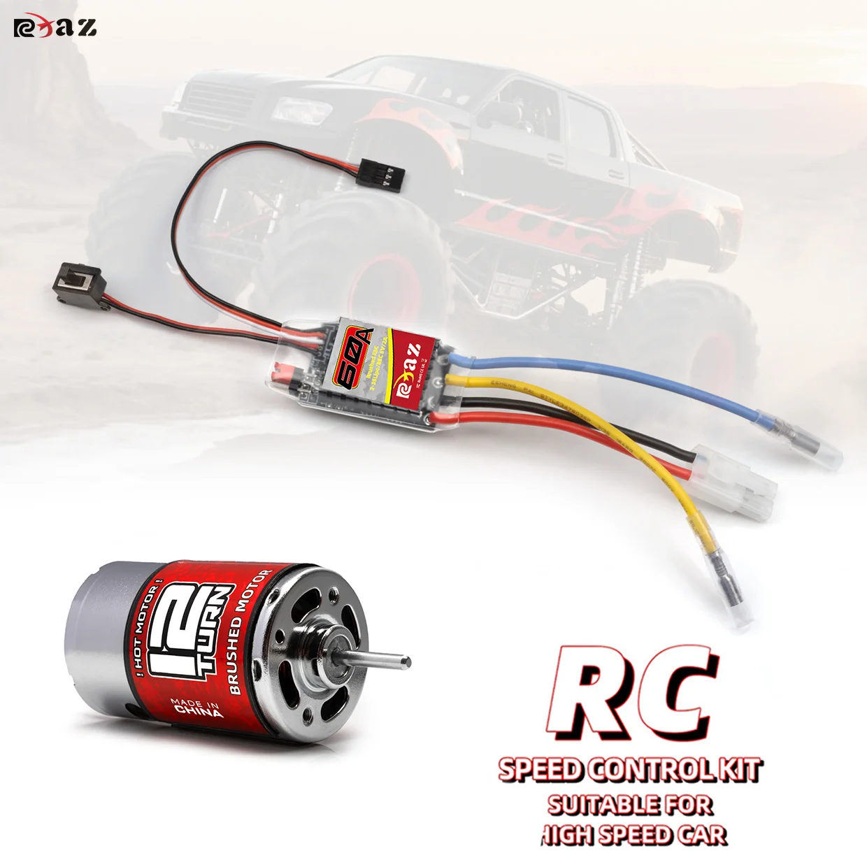 

RCXAZ 550 Por Матовый двигатель Водонепроницаемый 10T-65T 60A ESC Speed Combo для 1/10 RC Cars Axial SCX10 AXI03007 90046 Slash TRX4 TRX6