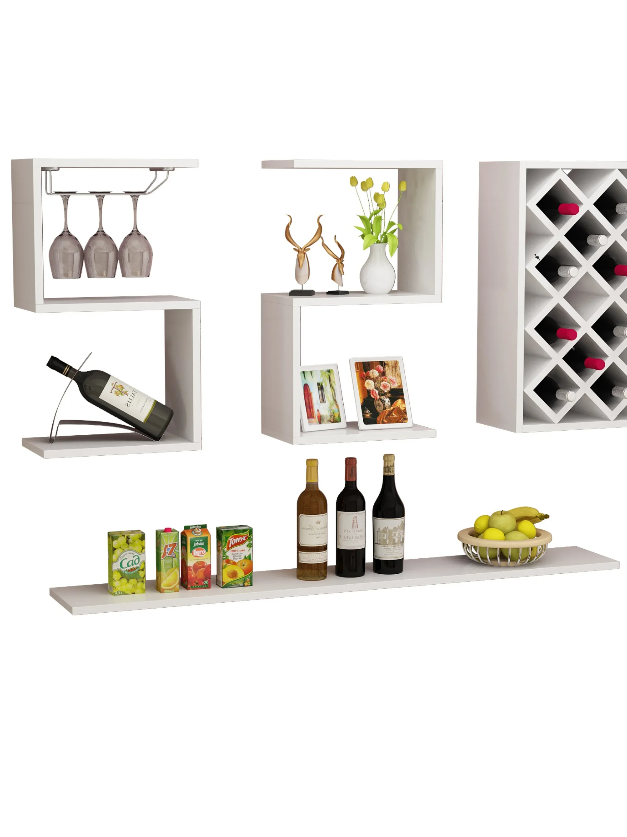 Wall wine rack Wine cabinet shelf Creative wall hanging bookshelf Modern simple living room background decoration Living