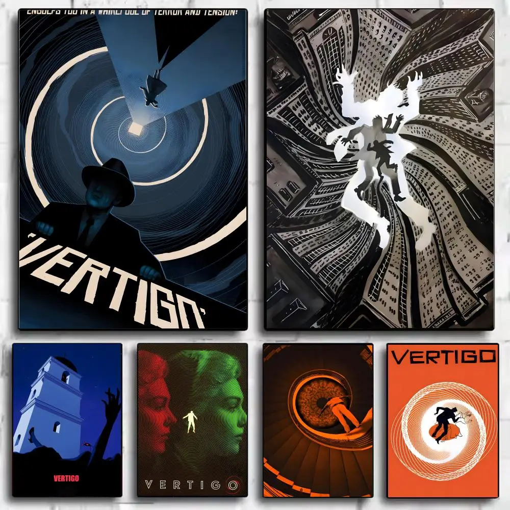 Movie V-Vertigo Poster Framed Canvas Wall Art Print for Office Dining Room Bathroom Wall Decor