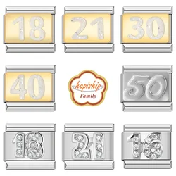 Hapiship Family Women Fashions NO 16 18 21 30 40 Italian Charm Links Fit 9mm Bracelet Stainless Steel Making DIY Jewelry NEW148