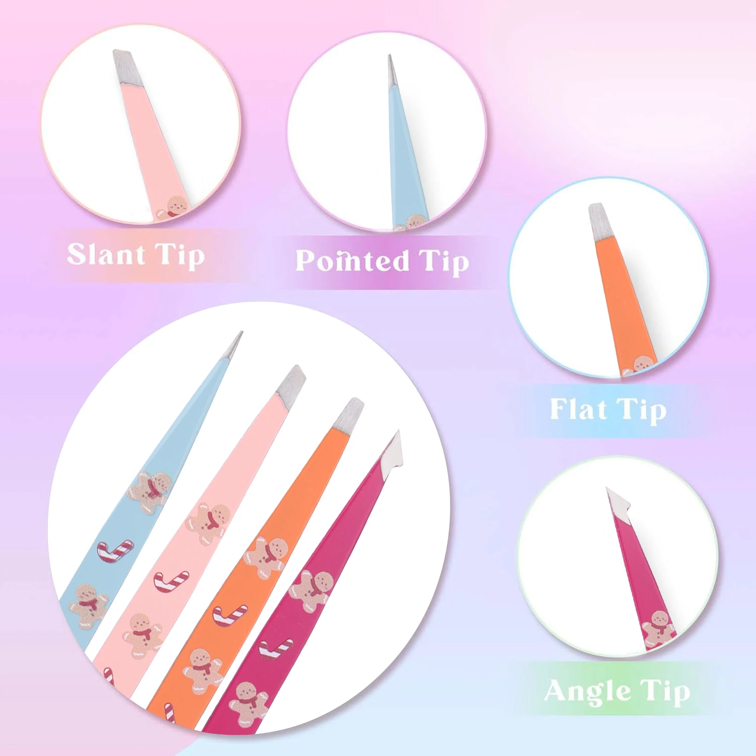 4 قطعة مجموعة ملاقط الحاجب المطبوعة لاش الملقط الدقة الملقط للحواجب نتف الشعر نام إزالة شعر الوجه #2