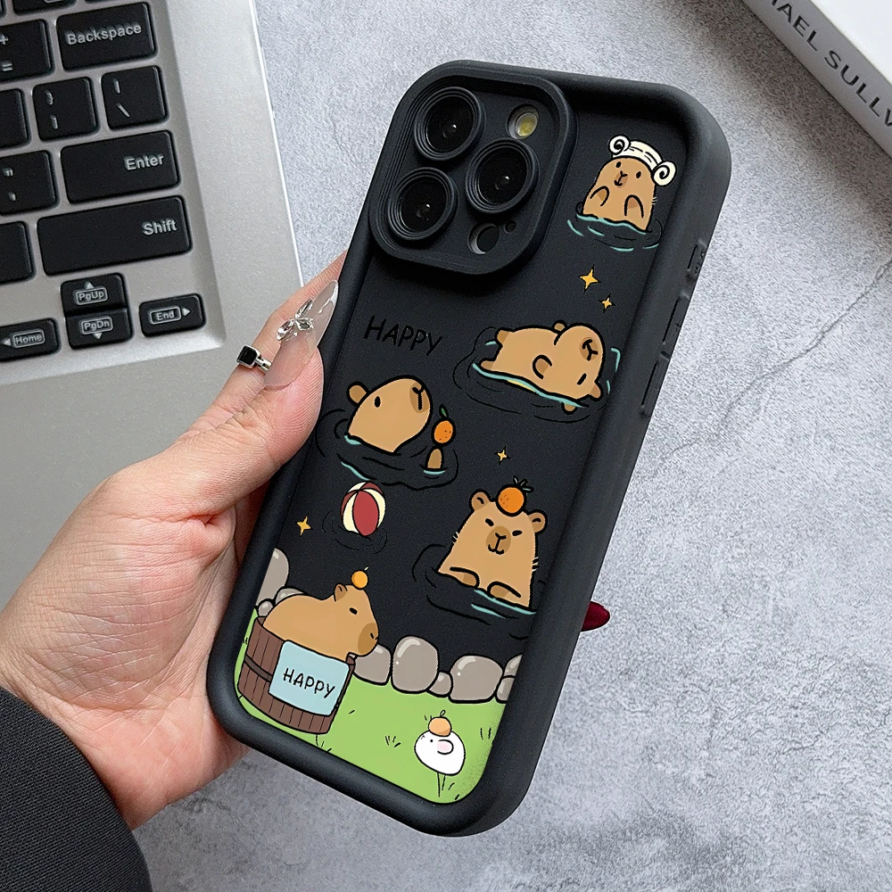 Funny Capybara Phone Case for Samsung Galaxy A73 A71 A55 A54 A53 A52 A51 A34 A33 A32 A23 A14 A13 A12 4G 5G Ladder Lens Cover