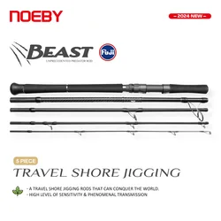 Noeby Beast Travel Shore Jigging Fishing Rod 2.9m 5 Sections Lure 80g Boarding Capability Spinning Rod Fuji Sea Fishing Rod