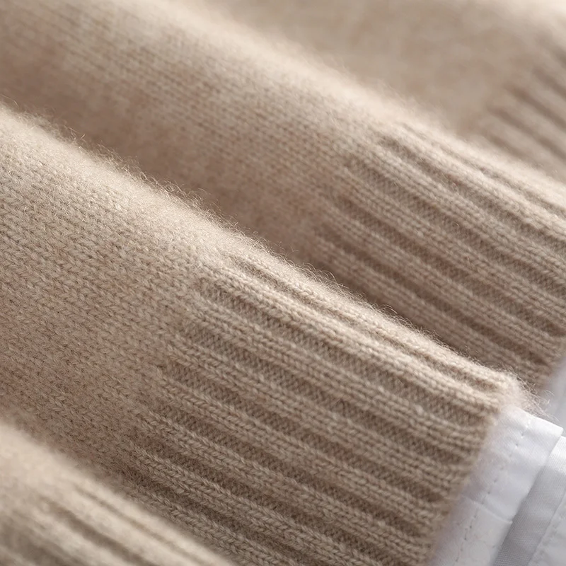 Autumn/Winter Men's 100% Cashmere Pullover Business Casual Solid Knitted Sweater Loose Half High Collar Zipper Tops Thick Jumper