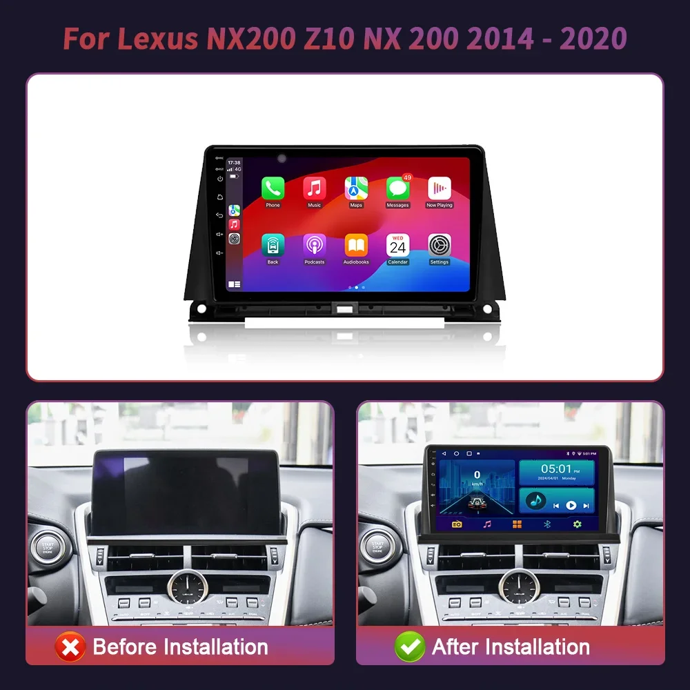 For Lexus NX200 Z10 NX 200 2014 - 2020 Car Radio Multimedia Video GPS Android 14 Navigation No 2Din DVD Player CarPlay autoradio