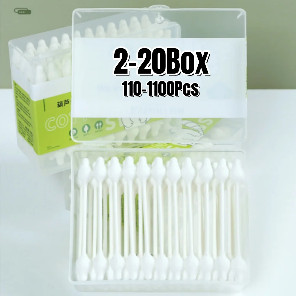 110-1100Pcs Gourd Tip Cotton Swabs Double-ended Cotton Swabs Baby Ear Cleaning Sticks Navel Cleaning Care Cotton Buds