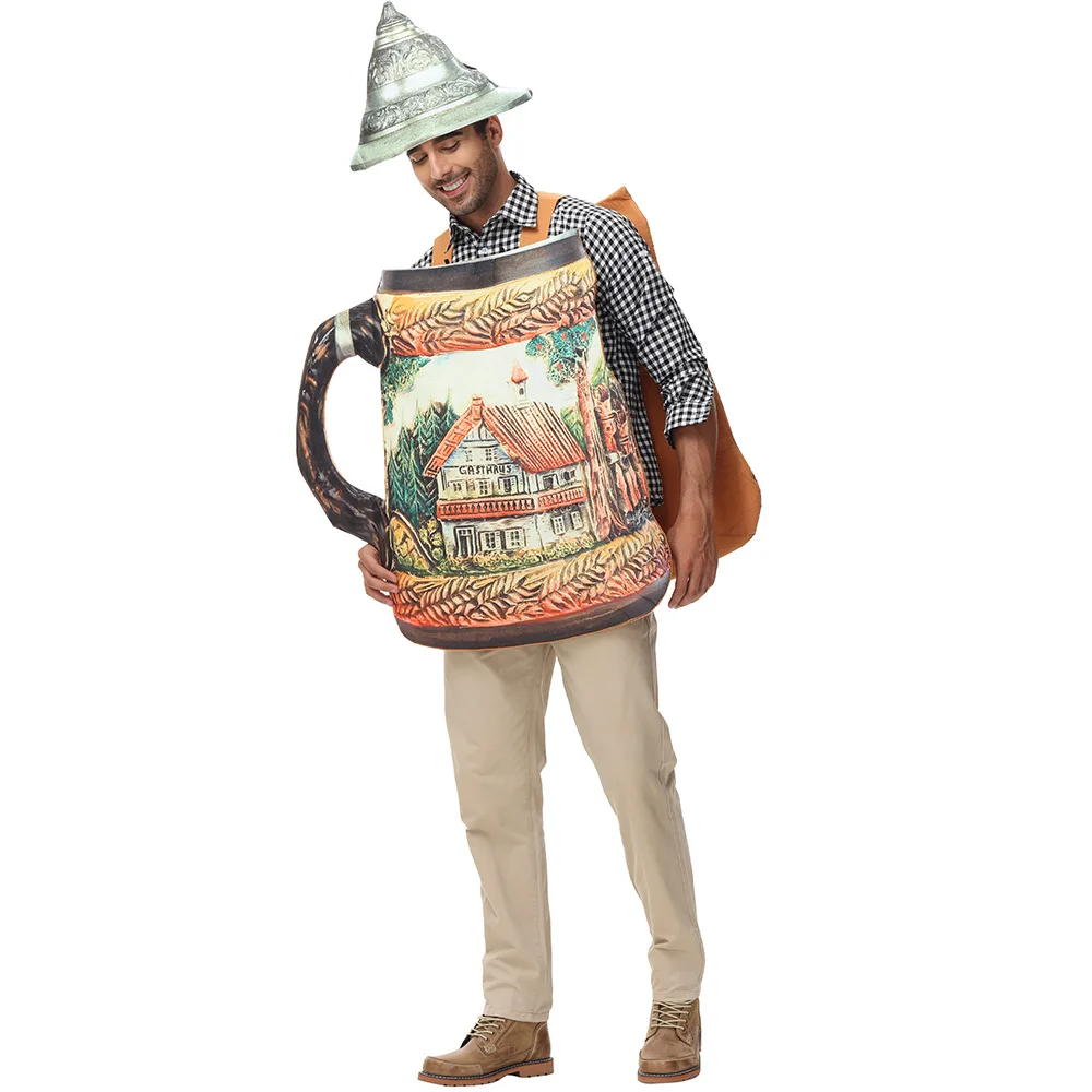 로우인 코스튬 맥주 축제 컵 재미있는 역할극 부모-자녀 슬레 프롭 의상 폴리에스터 소재 무대 의상