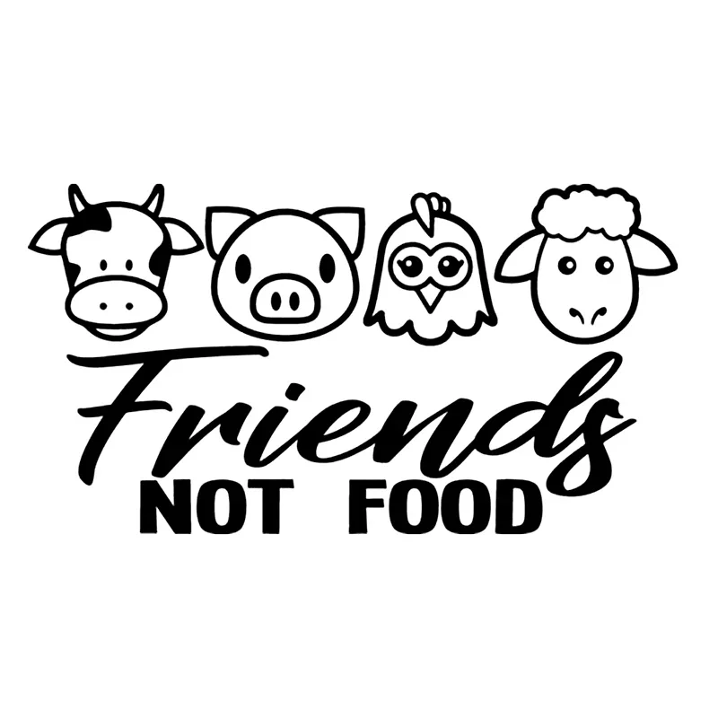 

Car Stickers Vegan Friends Not Food Cow Chicken Pork Motorcycle Decorative Waterproof Vinyl Decal,20CM*11CM