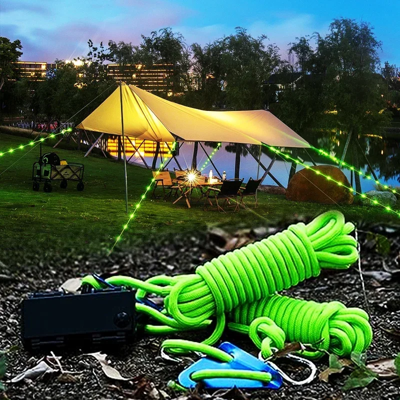 Camping Tent Rope Light Outdoor LED Rope Light Waterproof 6mm Camping Awning Wind Rope Tightening Straps Tool Tent Accessories